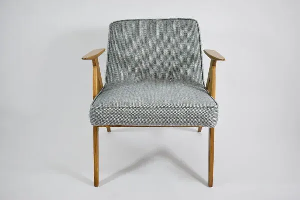Illustration numéro 3 du produit Fauteuil vintage des années 60, tissu gris entièrement restauré