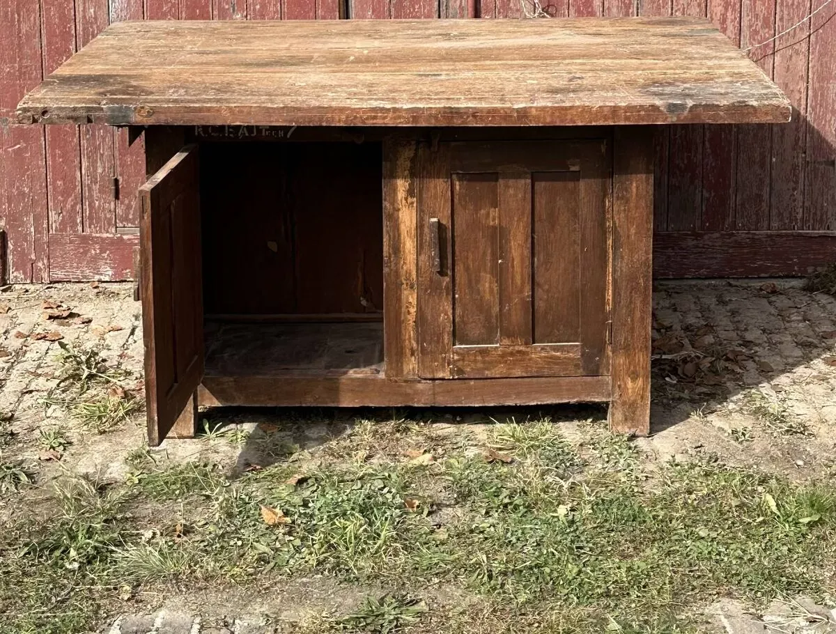 Illustration numéro 3 du produit Grande table en bois massif , rangement avec 2 portes