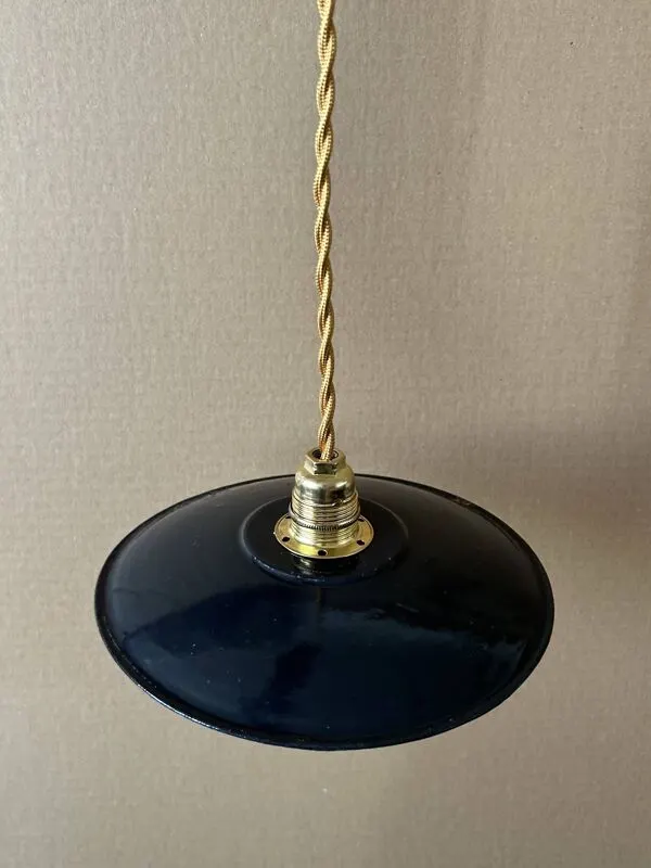 Illustration numéro 3 du produit Suspension industrielle noire ancienne D19,5cm