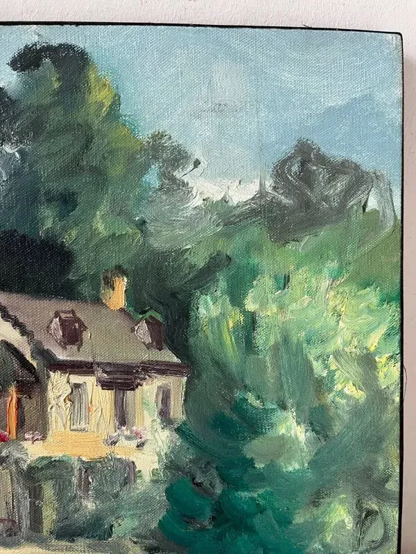 Illustration numéro 3 du produit Peinture « Le Hammeau de la Reine » - Versailles, signée