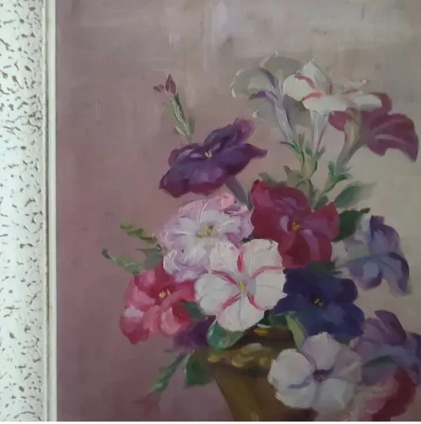 Illustration numéro 3 du produit Reyne marin de pyerne (xxeme) nature morte au bouquet de fleurs huile sur panneau