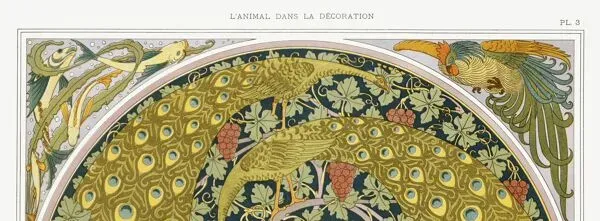 Illustration numéro 3 du produit Affiche “Paons et vigne”, d’après une lithographie art nouveau de 1897