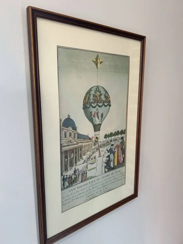 Illustration numéro 3 du produit Gravure ancienne – Vue perspective du Champ de Mars – Ascension de ballon