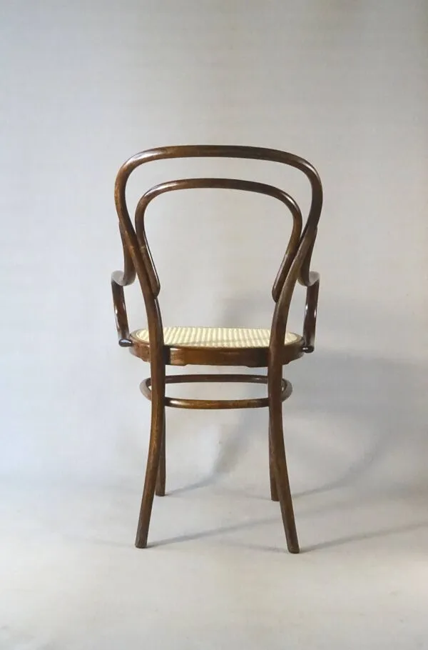 Illustration numéro 3 du produit Fauteuil bistrot canné N°14 , par Hofmann 1895, Art nouveau .