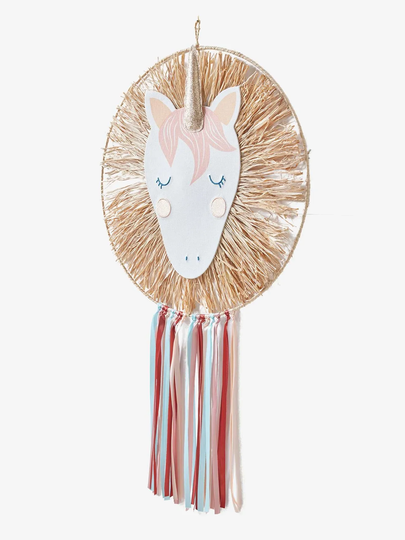 Illustration numéro 3 du produit Attrape-rêves en raphia Licorne rose