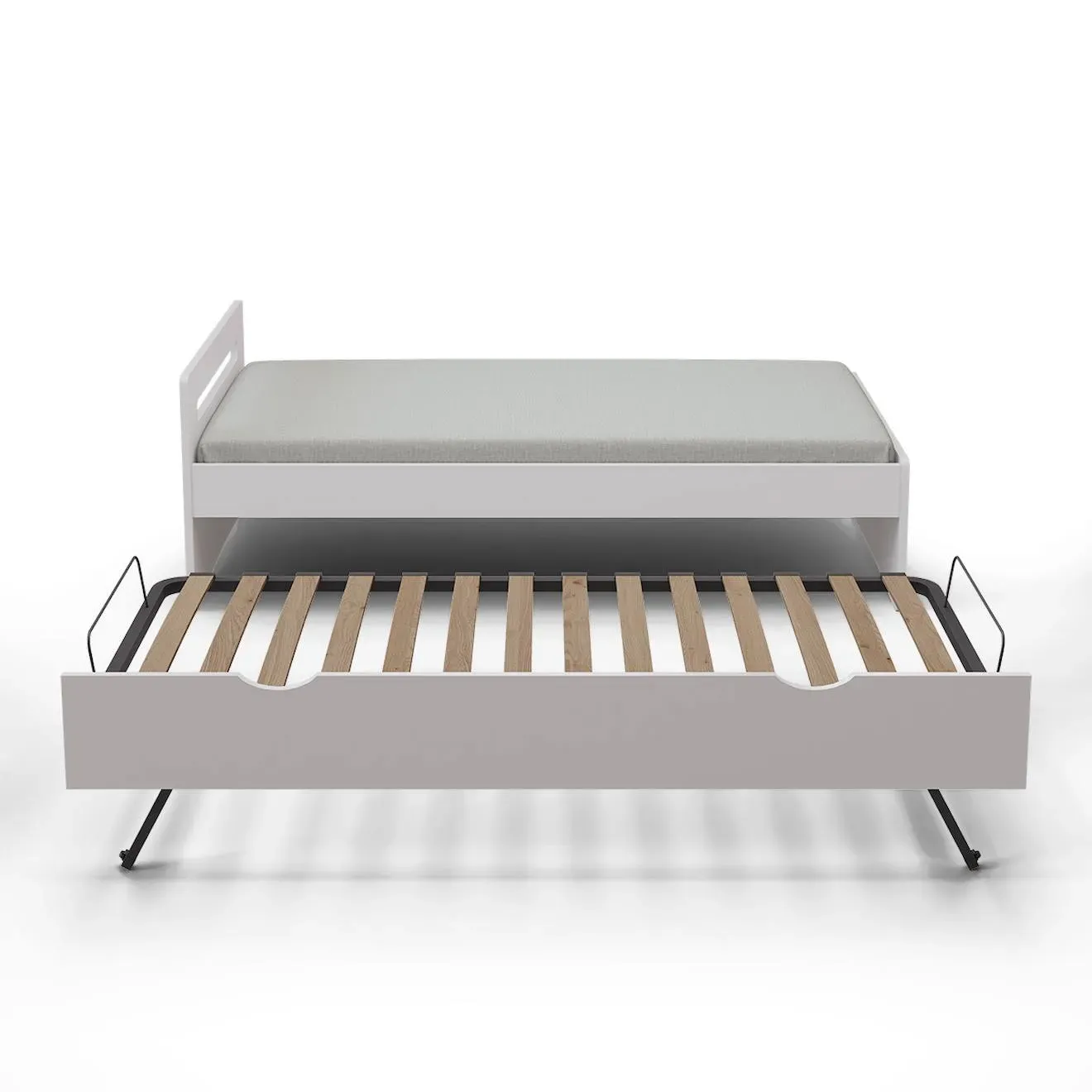 Illustration numéro 3 du produit Lit Gigogne Bois Massif Leo Blanc