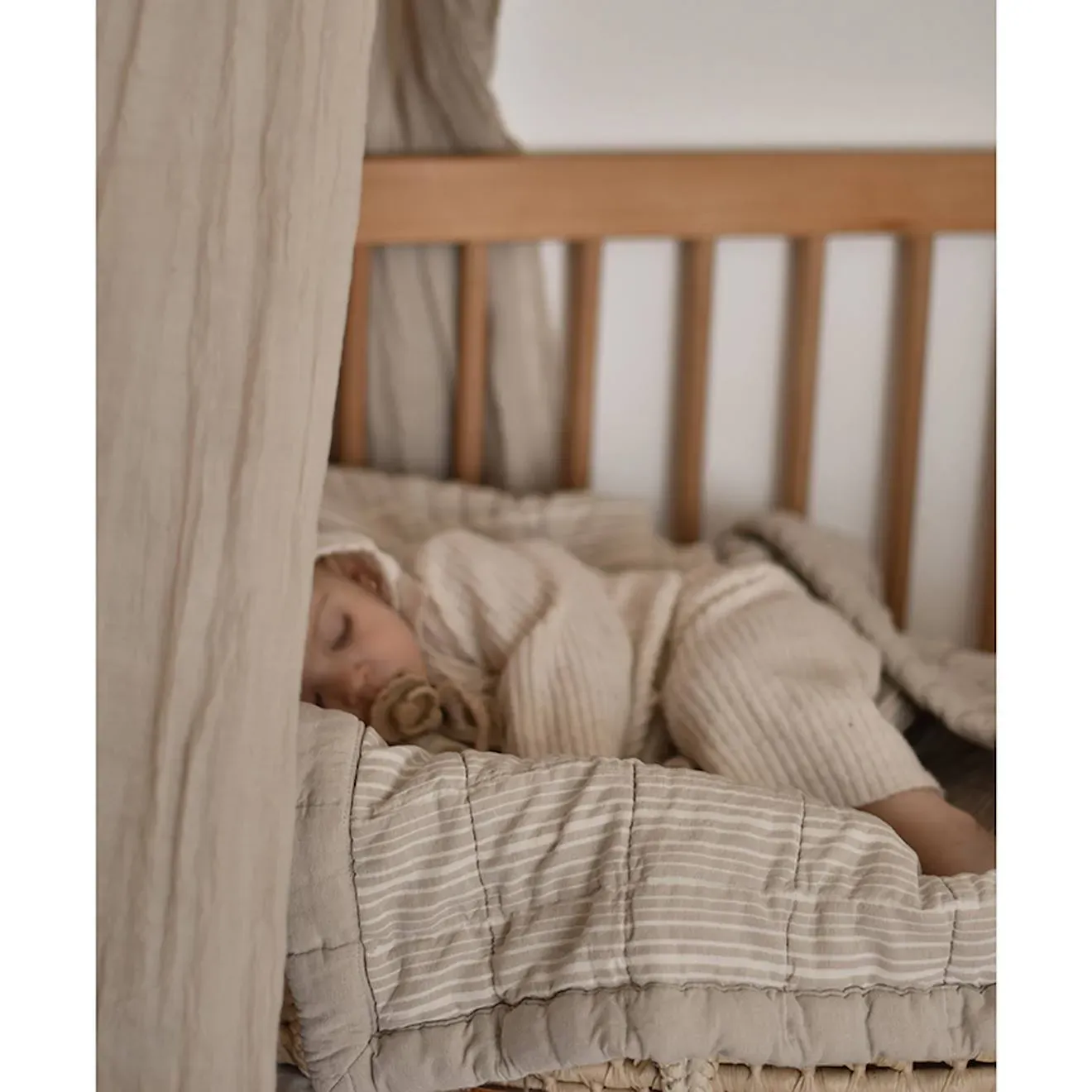 Illustration numéro 3 du produit Couverture Enfant Réversible Coton Lavé Anna Sable