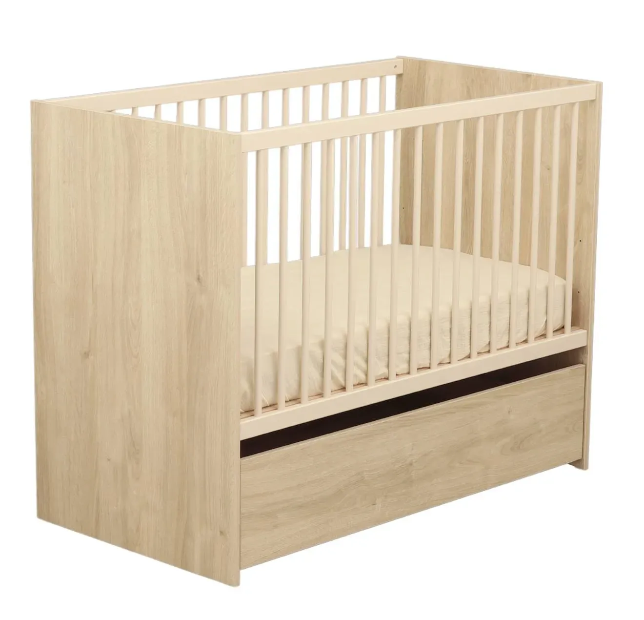 Illustration numéro 3 du produit Lit Bébé À Barreaux Avec Têtes En Panneaux - Paloma Marron/beige