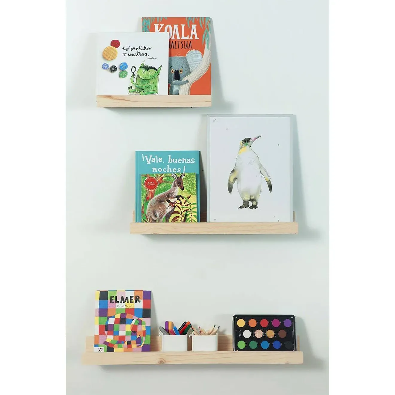 Illustration numéro 3 du produit Etagère Murale En Pin Massif Bois Clair