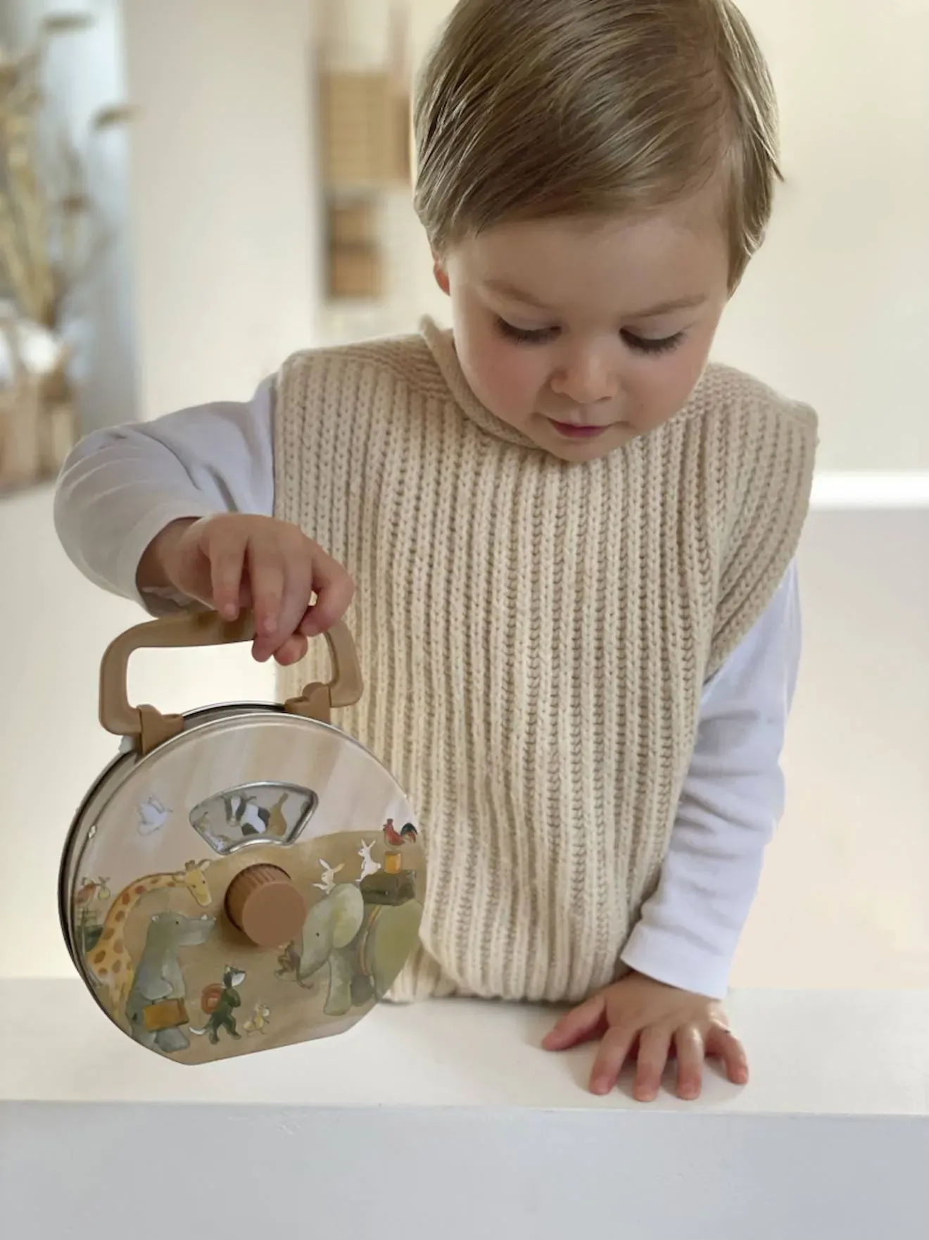 Illustration numéro 3 du produit Boite À Musique En Métal Arche De Noé Beige