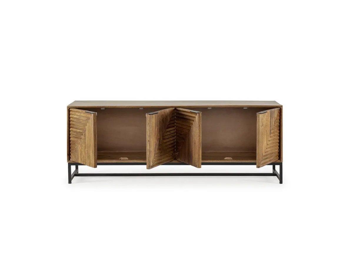 Illustration numéro 4 du produit Meuble TV 4 portes 160 cm NAOMIE bois massif d'acacia    BOBOCHIC