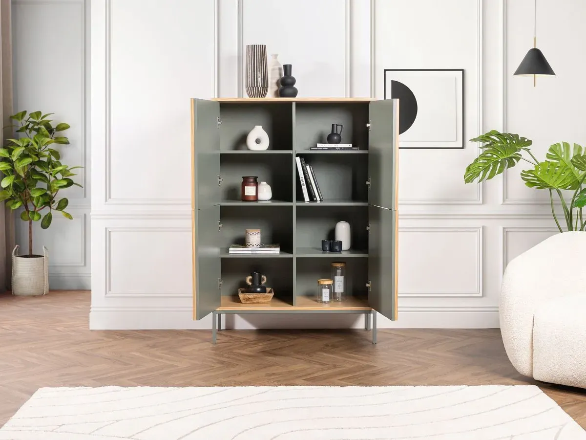 Illustration numéro 4 du produit Buffet haut 4 portes 92 cm SOHO vert avec pieds en métal    BOBOCHIC