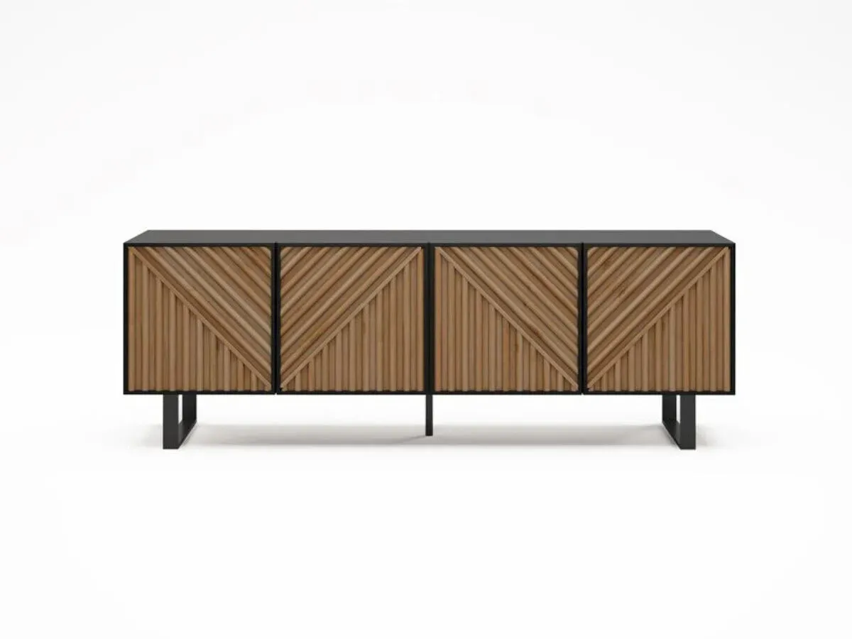 Illustration numéro 4 du produit Meuble TV 4 portes 161 cm ALAIA effet chêne    BOBOCHIC