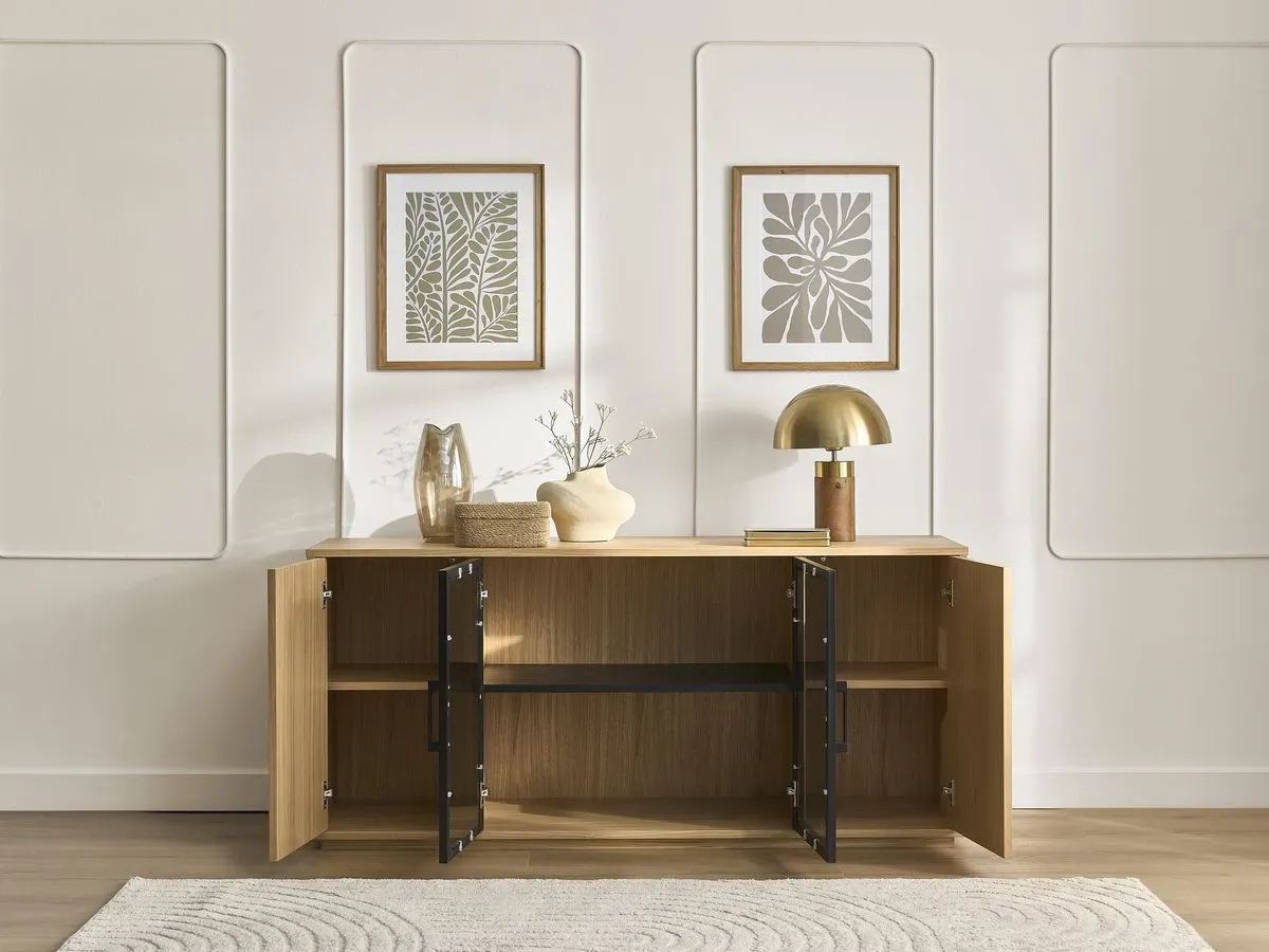 Illustration numéro 4 du produit Buffet 4 portes 160 cm THEMYS placage chêne massif    BOBOCHIC