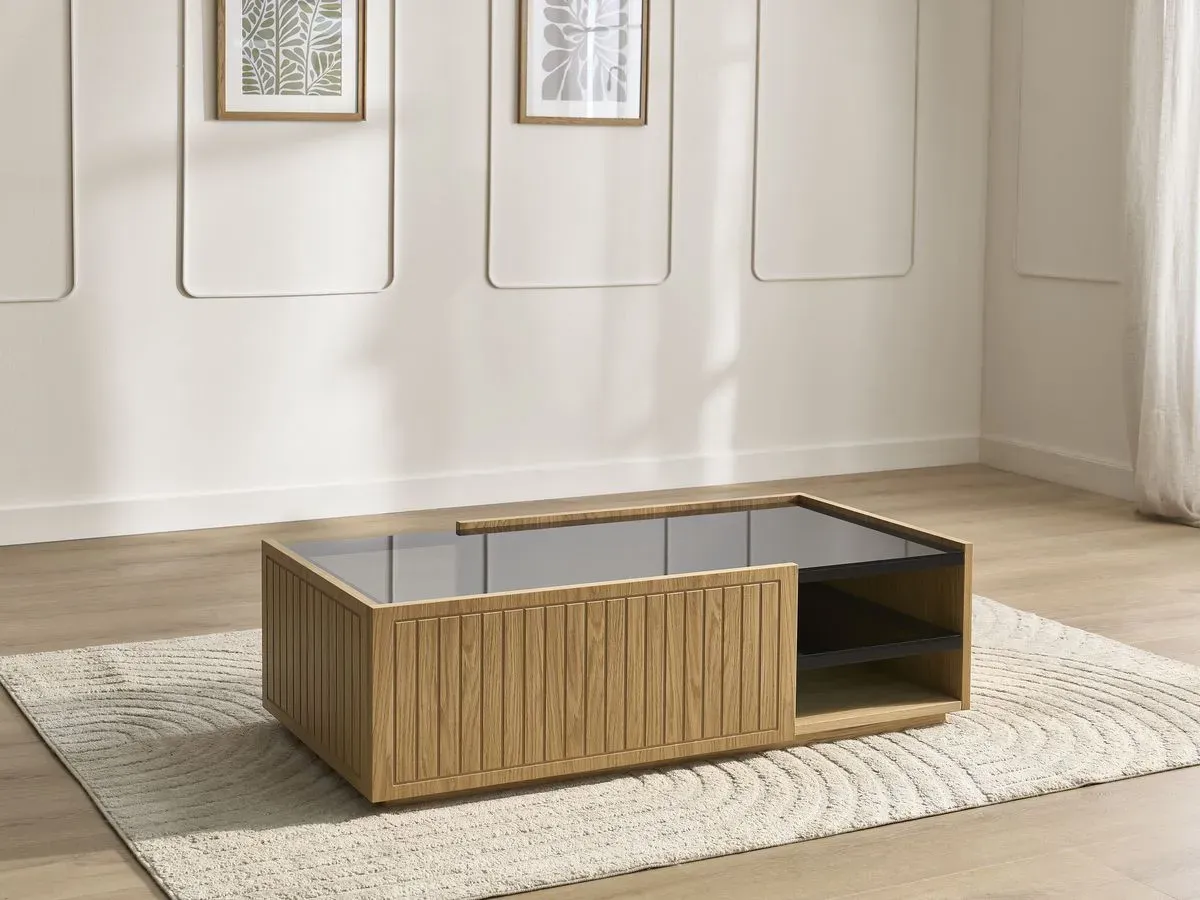 Illustration numéro 4 du produit Table basse 100 cm THEMYS placage chêne massif    BOBOCHIC