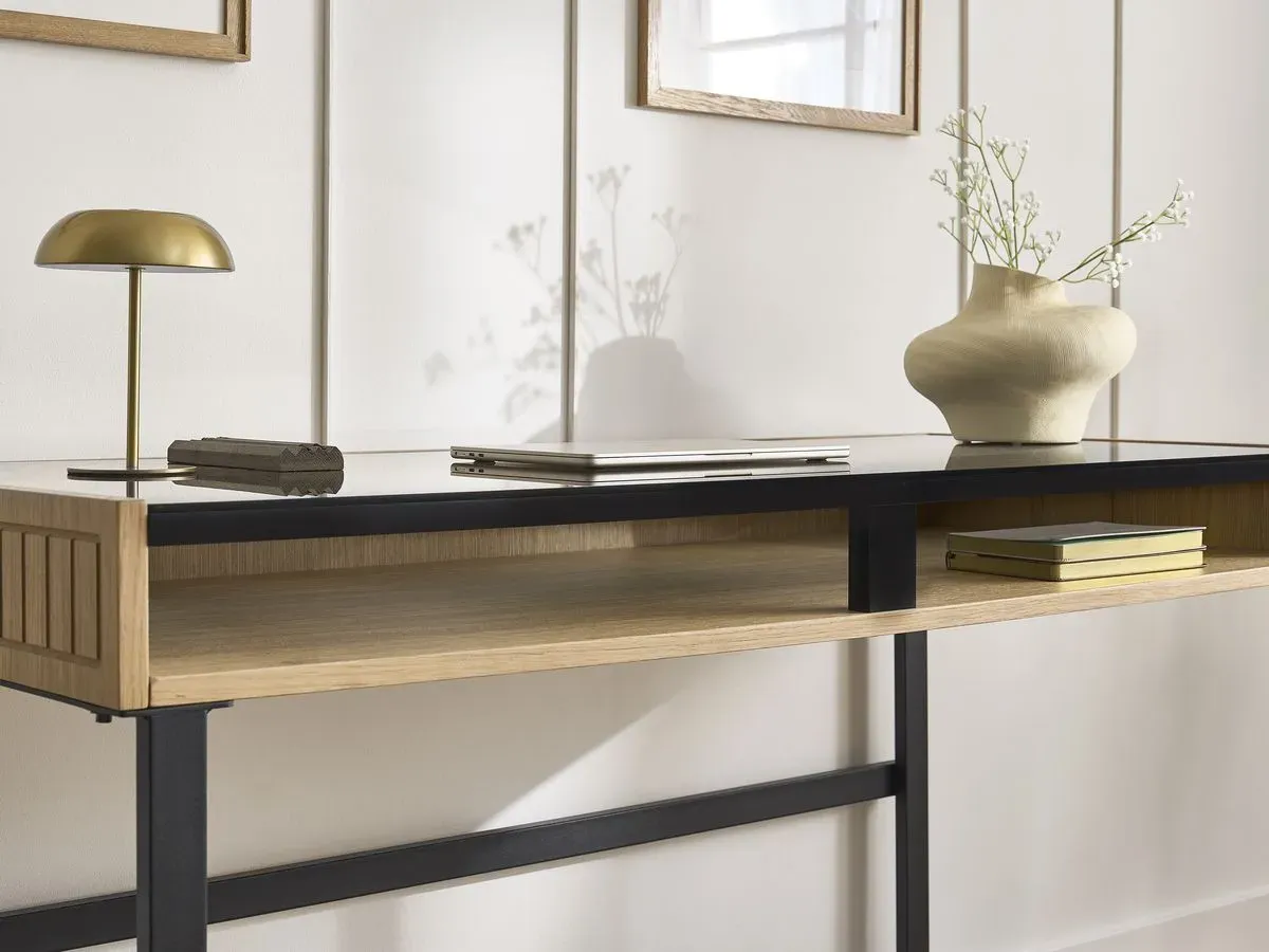 Illustration numéro 4 du produit Bureau avec niche THEMYS placage chêne massif    BOBOCHIC