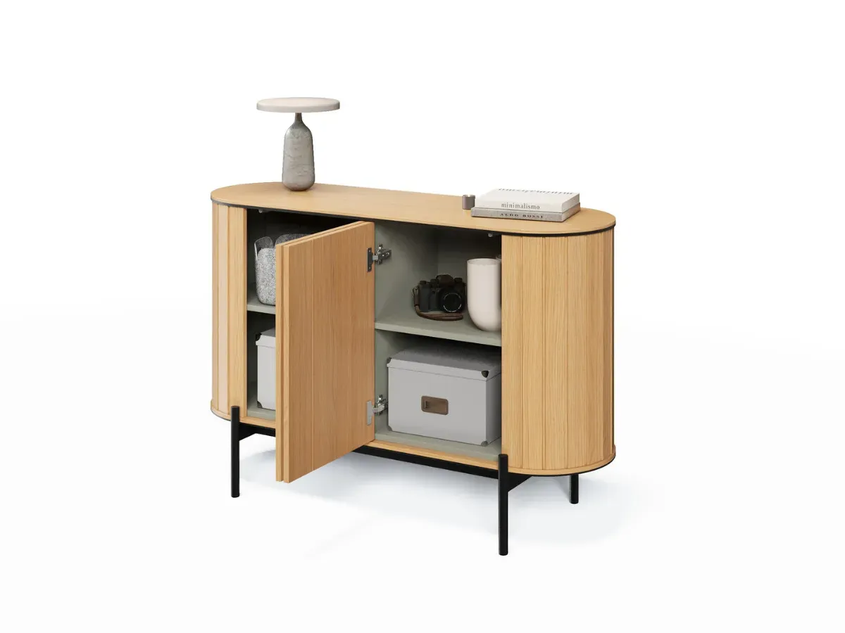 Illustration numéro 4 du produit Buffet arrondi 2 portes 124 cm AMBOISE couleur chêne    BOBOCHIC