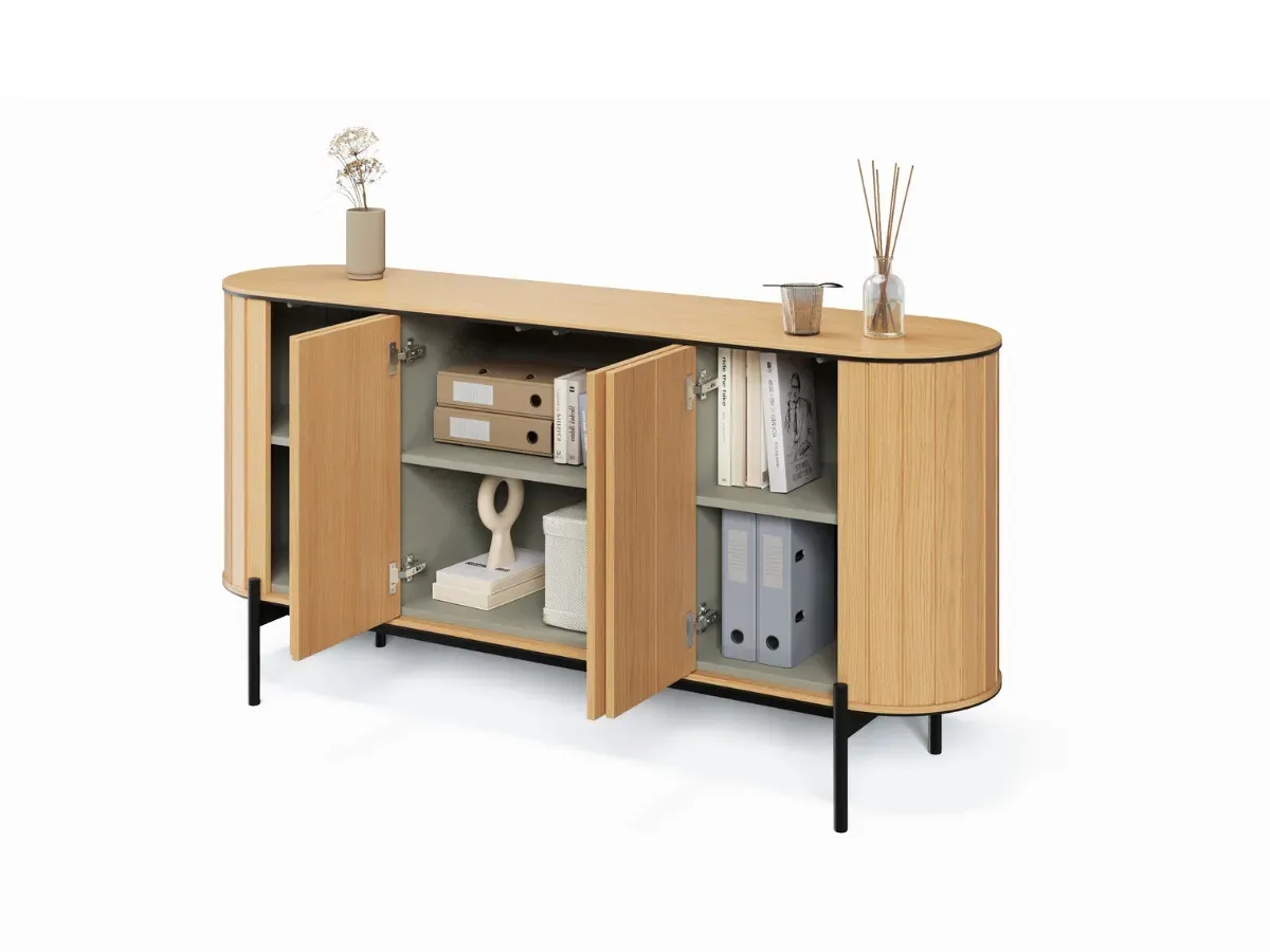 Illustration numéro 4 du produit Buffet arrondi 4 portes 168 cm AMBOISE couleur chêne    BOBOCHIC