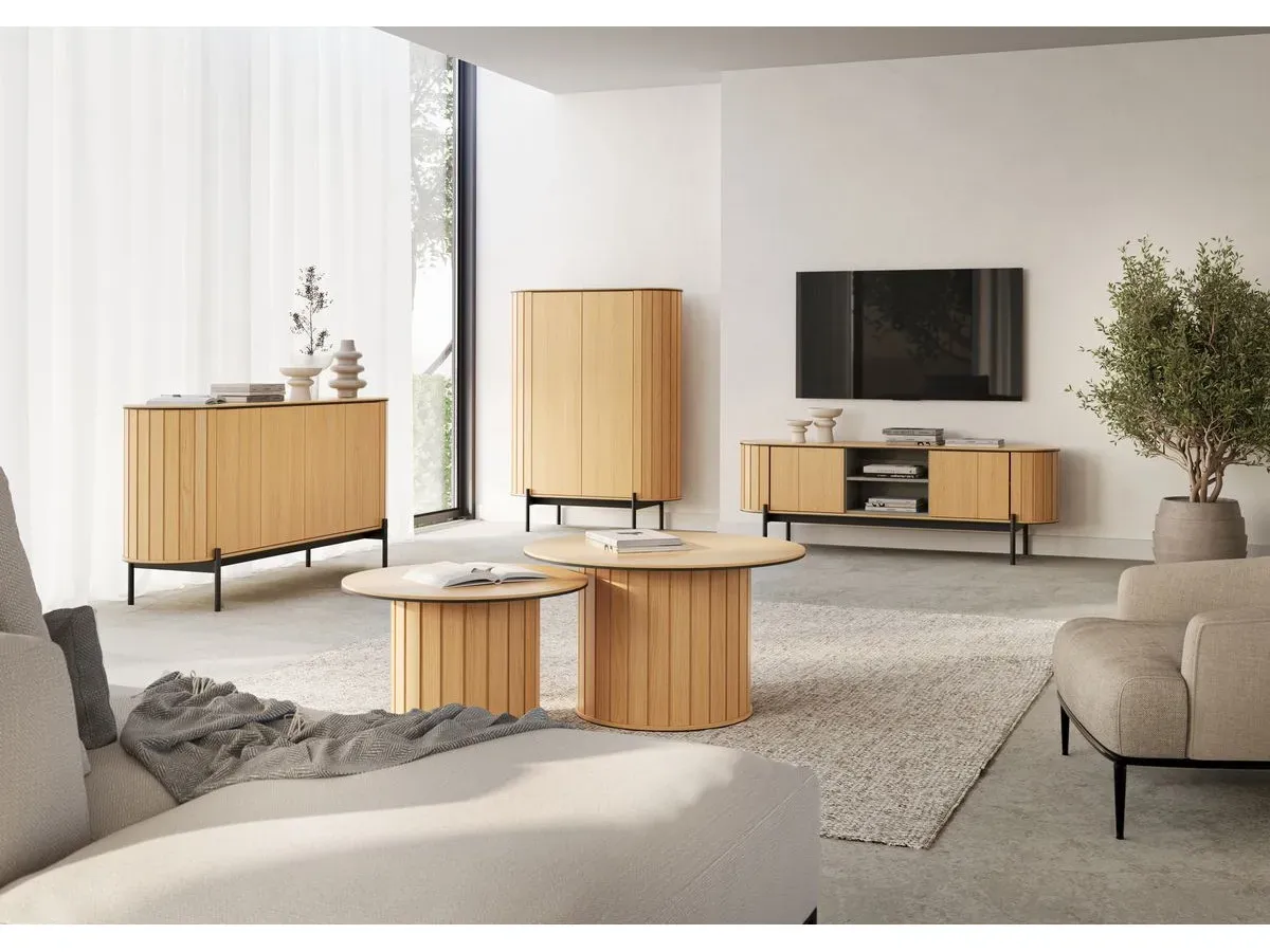 Illustration numéro 4 du produit Buffet haut arrondi 2 portes 107 cm AMBOISE couleur chêne    BOBOCHIC