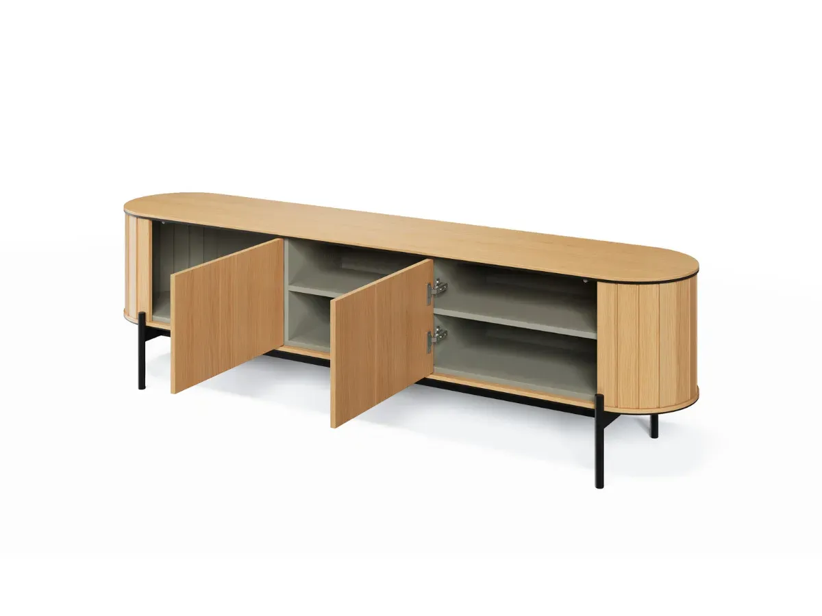 Illustration numéro 4 du produit Meuble TV arrondi 2 portes 200 cm AMBOISE couleur chêne    BOBOCHIC