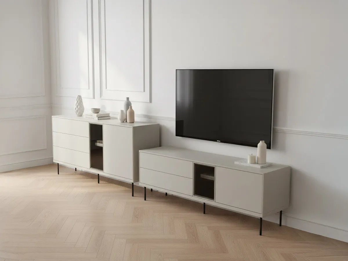 Illustration numéro 4 du produit Ensemble ESPERA avec buffet 161 cm + meuble TV 161 cm avec LEDS    BOBOCHIC