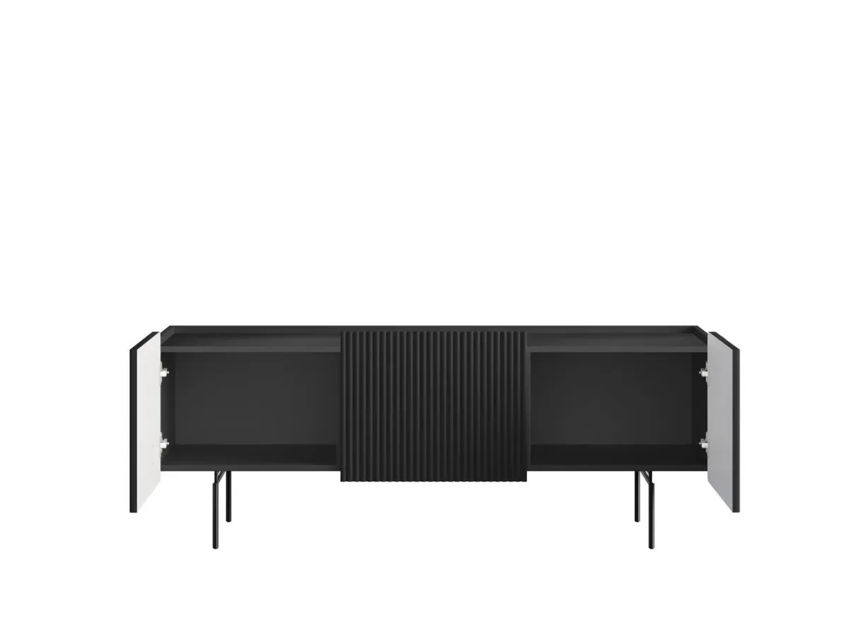 Illustration numéro 4 du produit Meuble TV 2 portes 1 tiroir 150 cm MATHILDE pieds noirs    BOBOCHIC