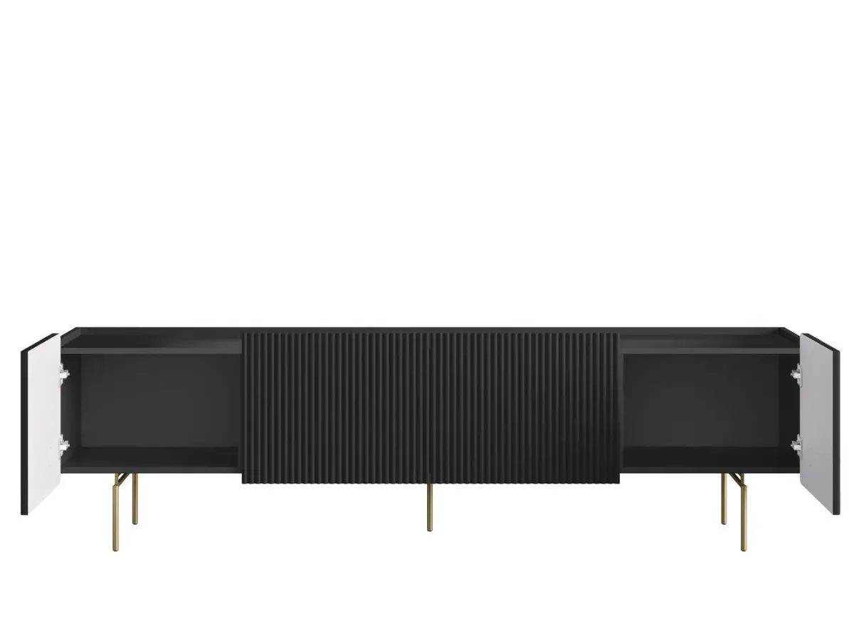 Illustration numéro 4 du produit Meuble TV 2 portes 2 tiroirs 200 cm MATHILDE pieds or    BOBOCHIC