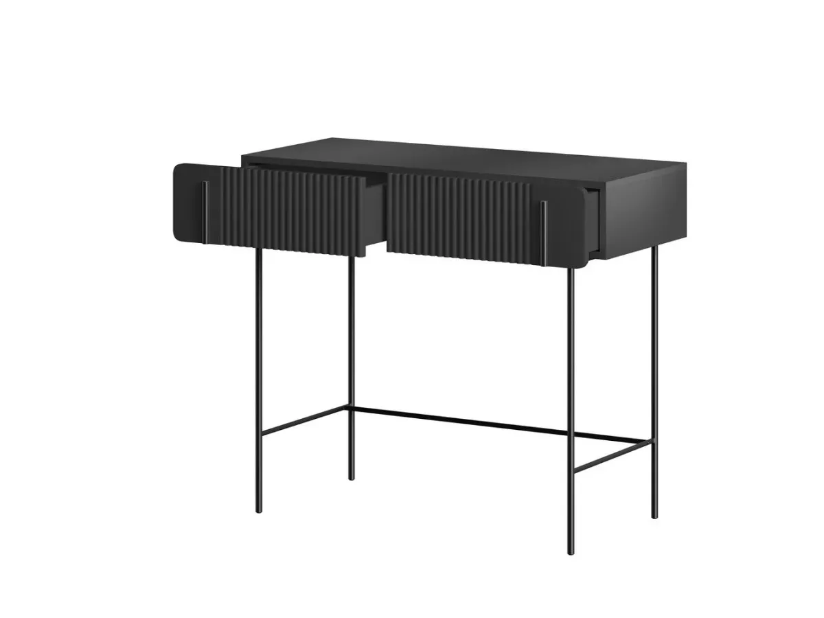 Illustration numéro 4 du produit Console 2 tiroirs 100 cm MATHILDE pieds noir    BOBOCHIC