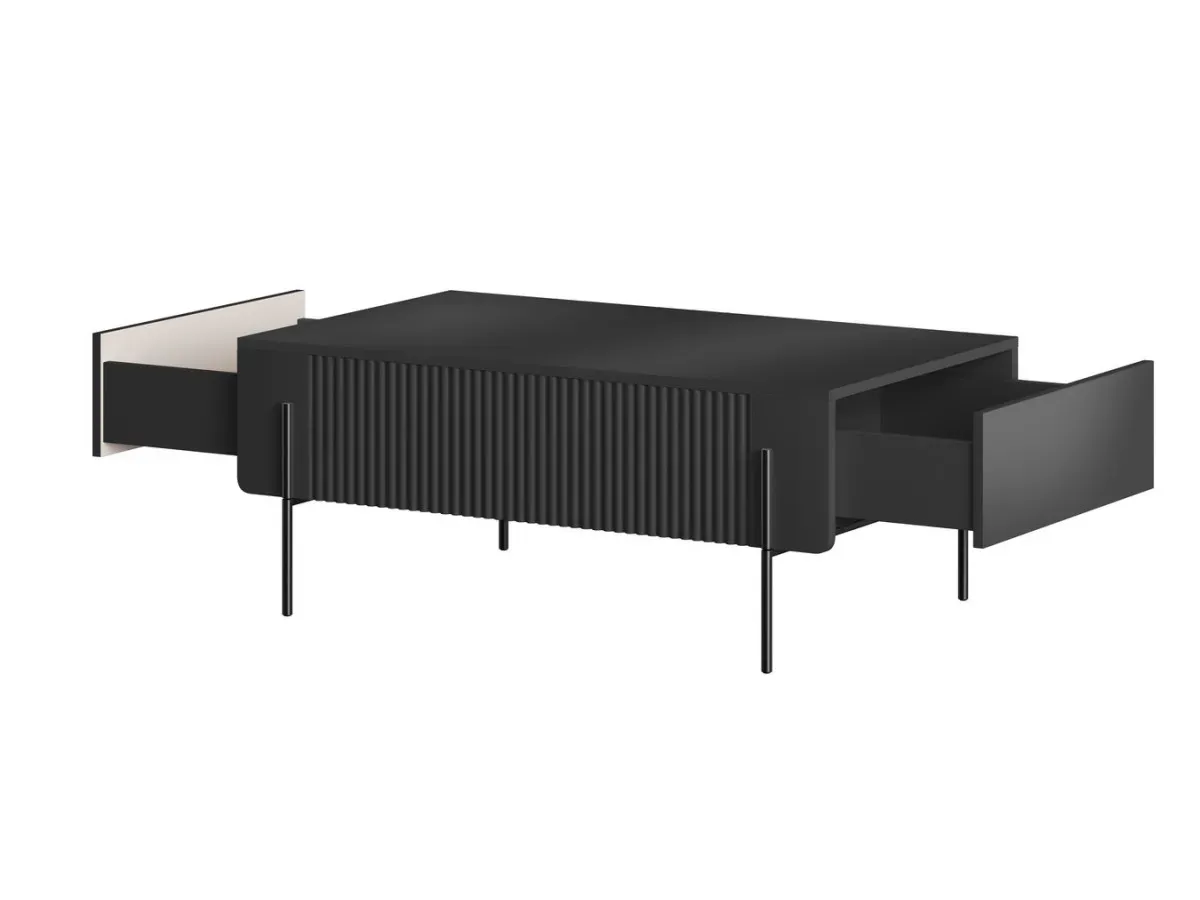 Illustration numéro 4 du produit Table basse 2 tiroirs 100 cm MATHILDE pieds noirs    BOBOCHIC