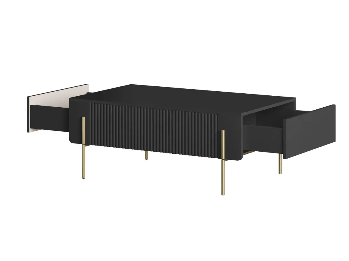 Illustration numéro 4 du produit Table basse 2 tiroirs 100 cm MATHILDE pieds or    BOBOCHIC