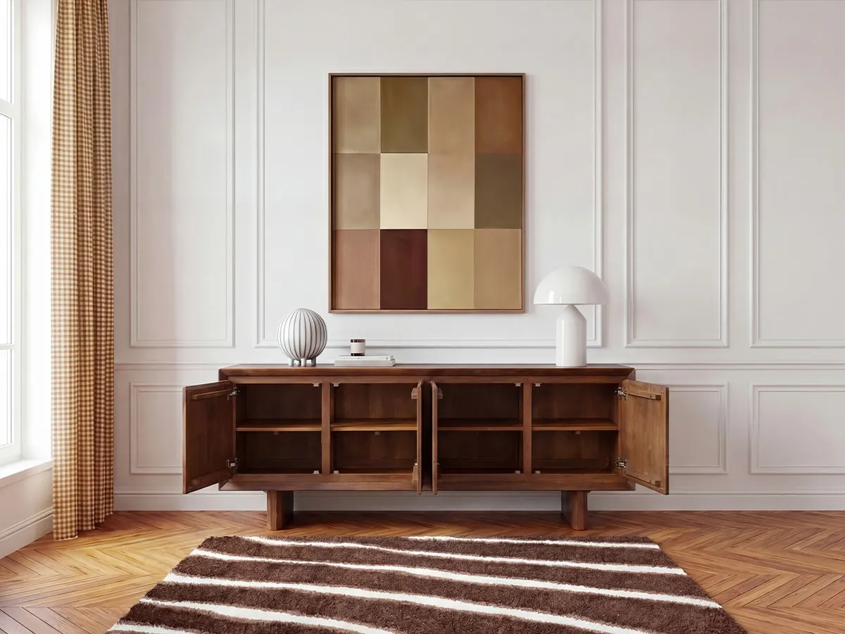 Illustration numéro 4 du produit Buffet 4 portes 200 cm BELLECOUR bois massif de manguier    BOBOCHIC