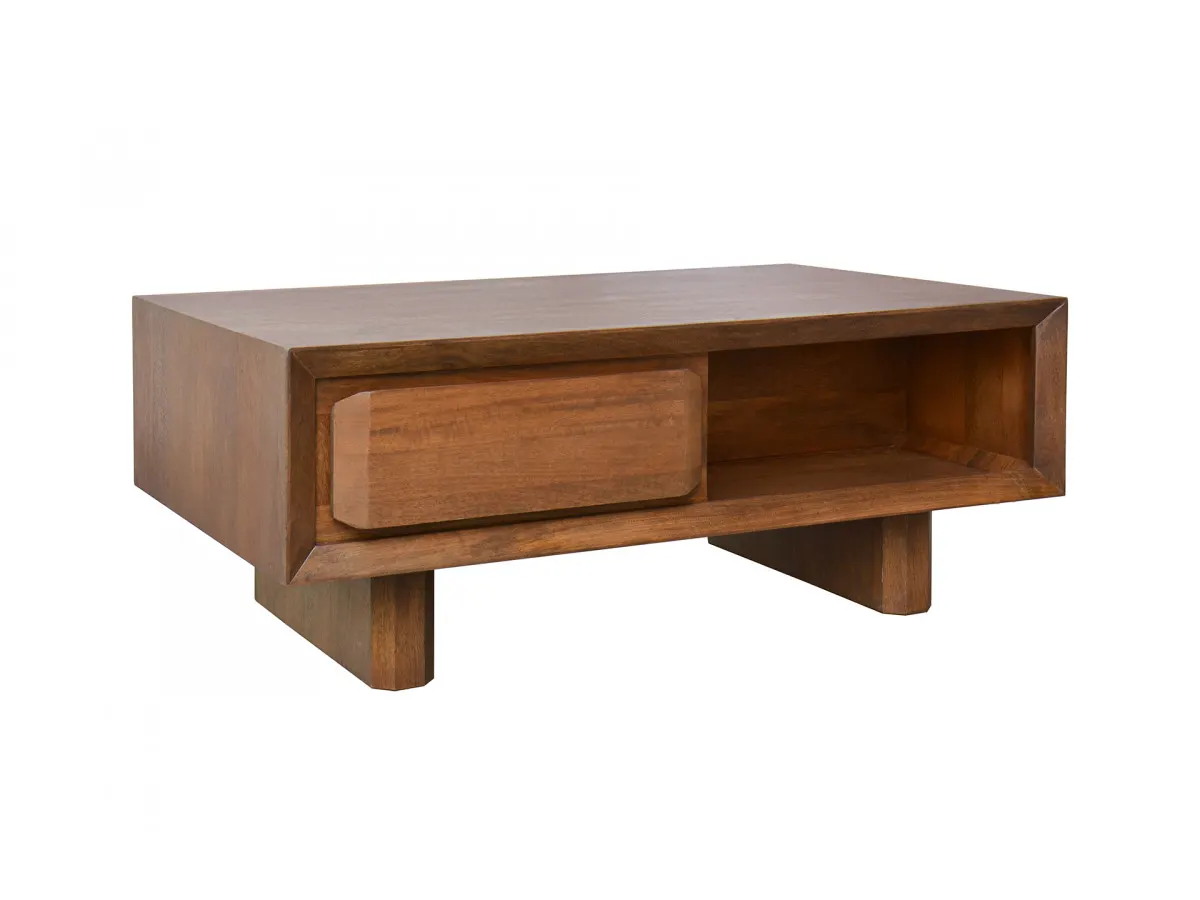 Illustration numéro 4 du produit Table basse 1 tiroir BELLECOUR bois massif de manguier    BOBOCHIC