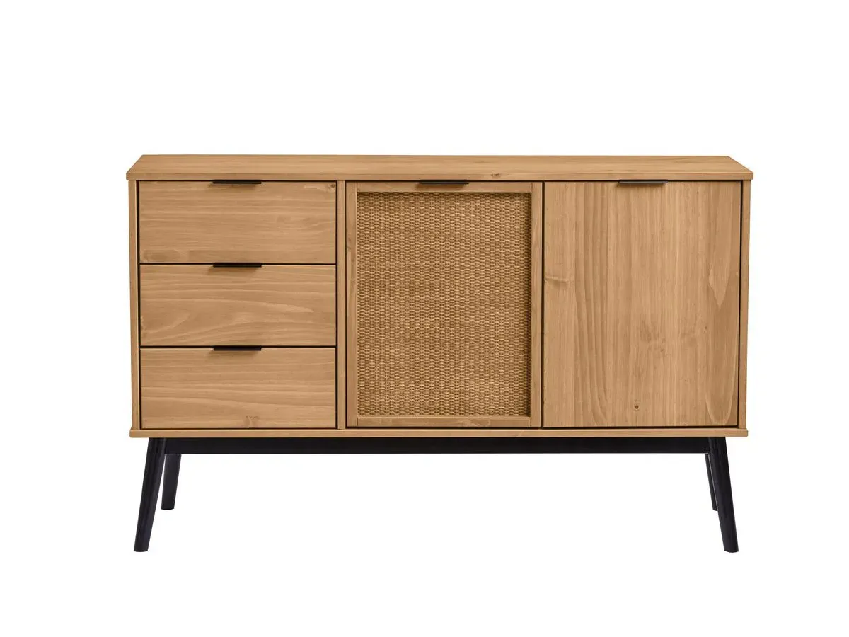 Illustration numéro 4 du produit Buffet 130 cm ALBI bois massif et rotin    BOBOCHIC