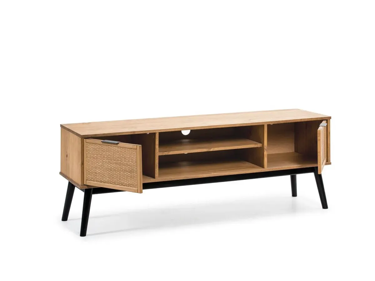 Illustration numéro 4 du produit Meuble TV 140 cm ALBI bois massif et rotin    BOBOCHIC