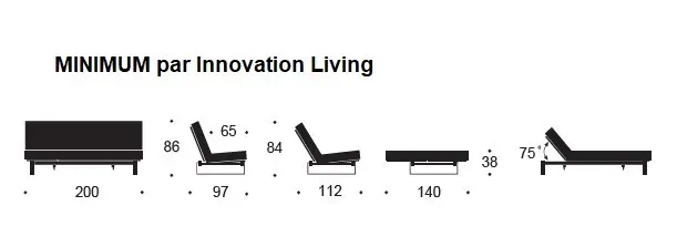 Illustration numéro 4 du produit INNOVATION LIVING  Canapé convertible clic-clac MINIMUM lit 140*200 cm capitonné tissu Mixed Dance Natural