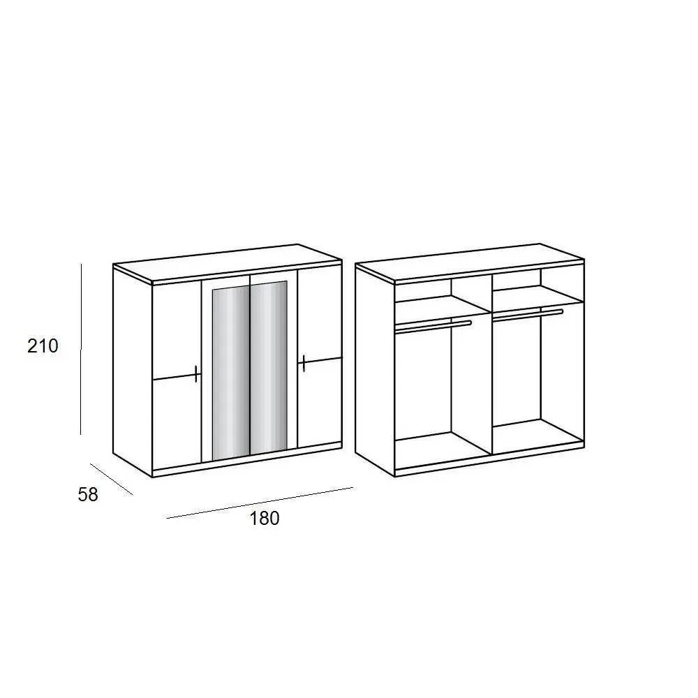 Illustration numéro 4 du produit Armoire 4 portes 2 miroirs CARAMELLA 180 cm blanc