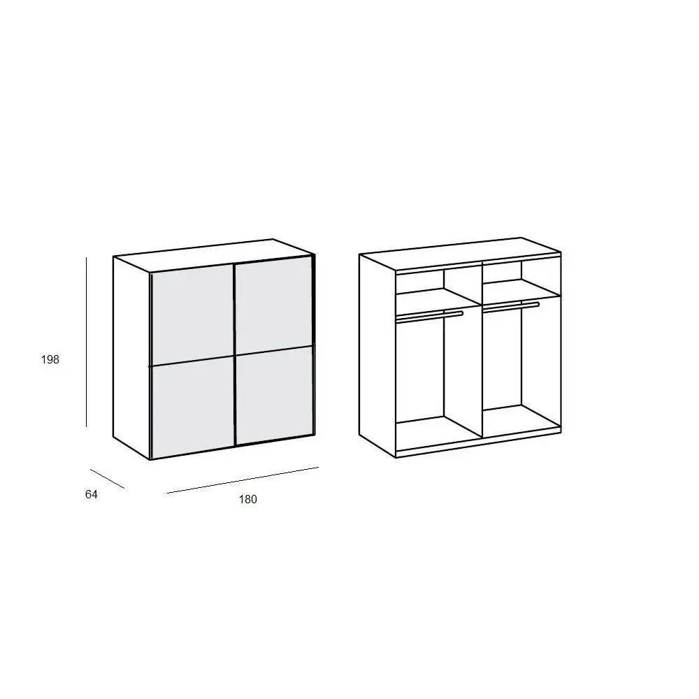 Illustration numéro 4 du produit Dressing CLAPTON 179 cm portes coulissantes blanc / miroirs