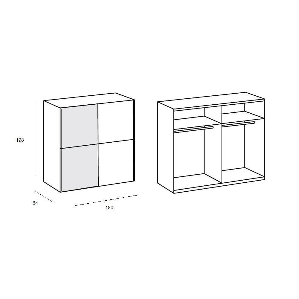 Illustration numéro 4 du produit Dressing coulissant HENDRIX 1 porte blanc mat / 1 porte miroir L : 179 cm
