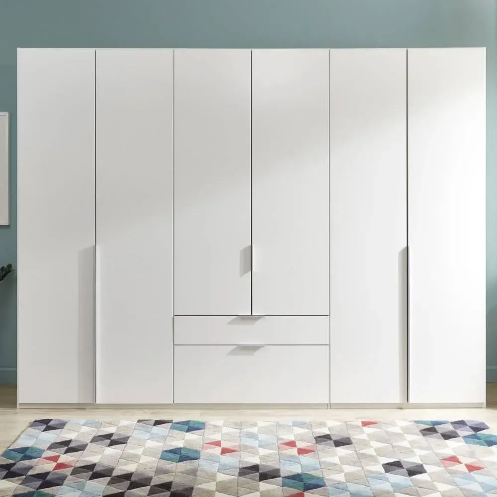 Illustration numéro 4 du produit Armoire 6 portes 2 tiroirs WILMA 270 cm blanche