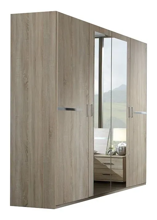 Illustration numéro 4 du produit Armoire 4 portes 2 miroirs CARAMELLA 180 cm chêne