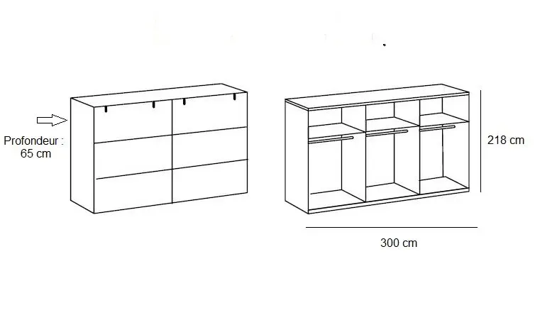Illustration numéro 4 du produit Armoire portes coulissantes PORTLAND style industriel 300 cm chêne graphite
