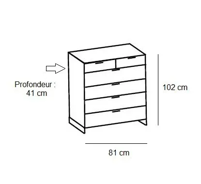 Illustration numéro 4 du produit Commode 6 tiroirs style industriel PORTLAND chêne poutre métal