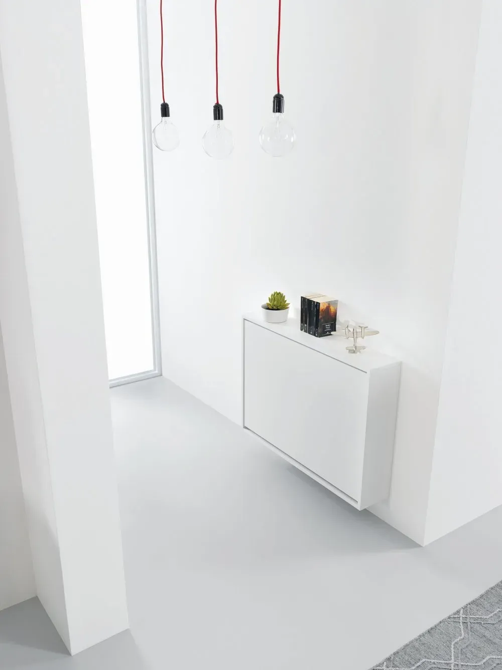 Illustration numéro 4 du produit Table/bureau mural pliant BUREAU avec 3 chaises ZETA blanches incluses