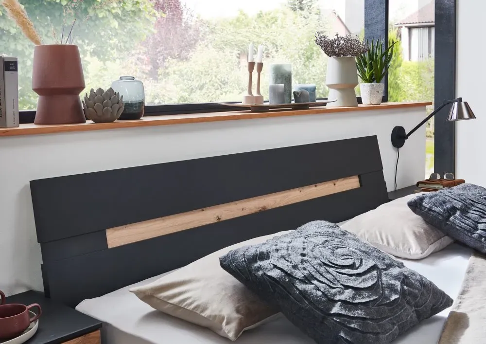 Illustration numéro 4 du produit Cadre de lit GIRBO 180 x 200 cm graphite et chêne artisan