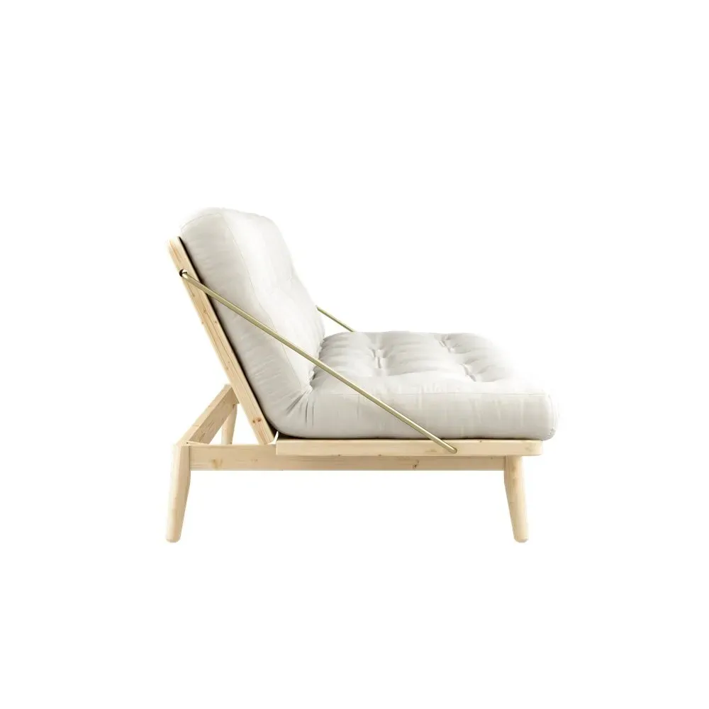 Illustration numéro 4 du produit Banquette futon FOLK en pin massif coloris naturel couchage 130 x 190 cm.