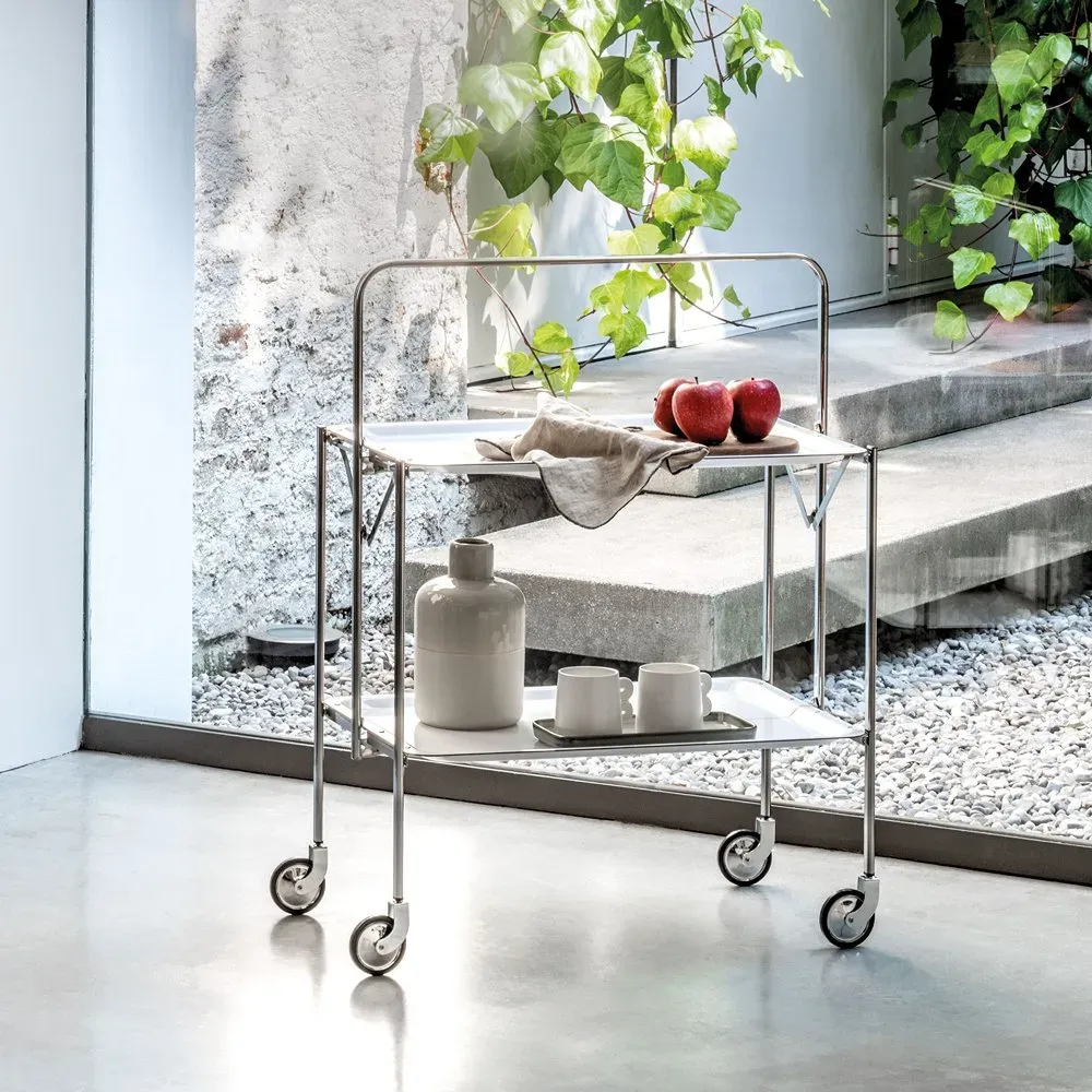 Illustration numéro 4 du produit Chariot pliable SELECT acier formica composition coloris chrome noir blanc