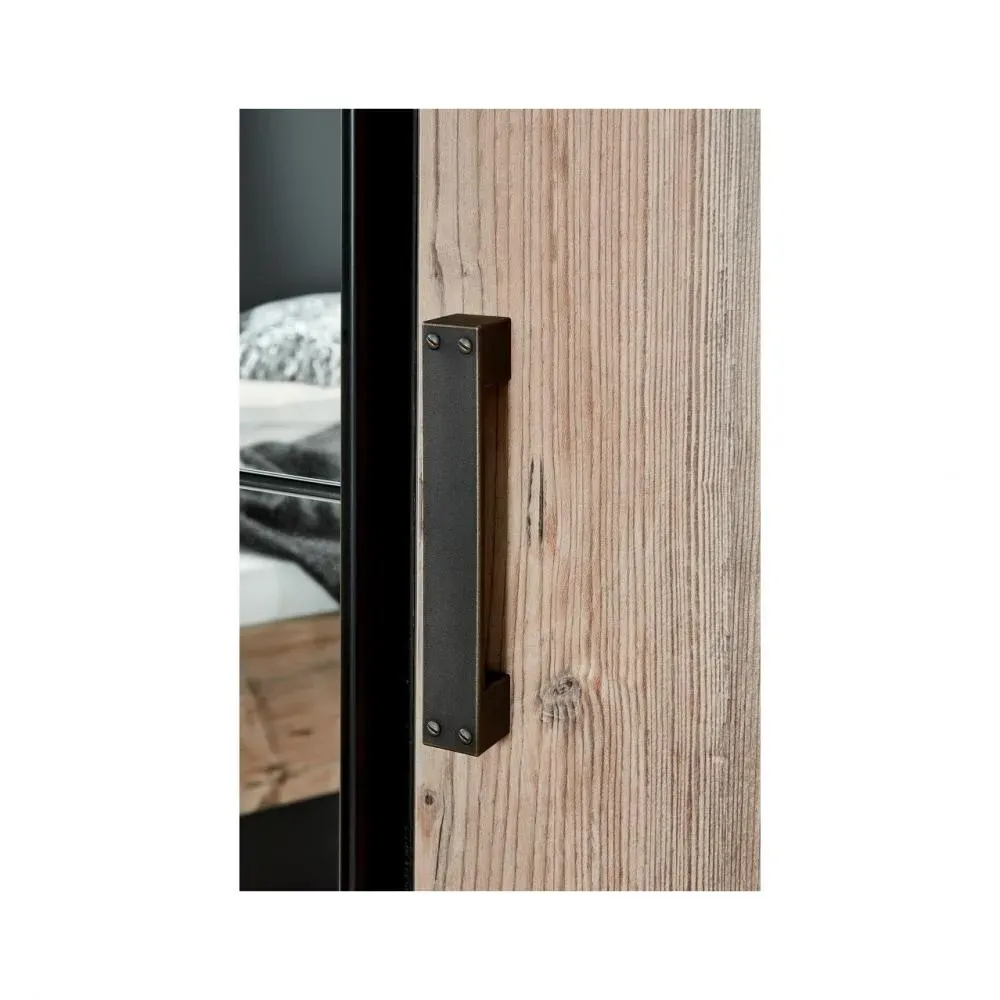 Illustration numéro 4 du produit Armoire corniche STOKE 5 portes 3 miroirs corps graphite façade imitation sapin argenté graphite