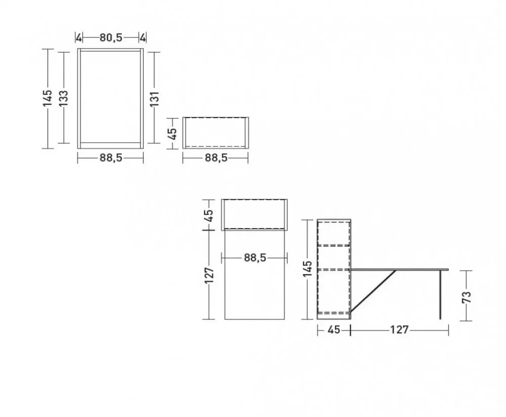 Illustration numéro 4 du produit Bureau pliant mobile BEX plateau 80 x 127 cm 2 étagères
