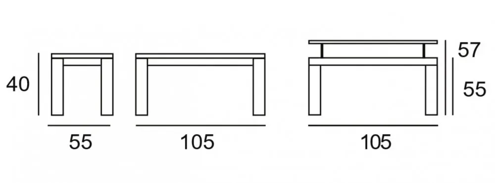 Illustration numéro 4 du produit Table basse relevable 105 x 55 cm ARMONIA pieds noyer plateau verre blanc