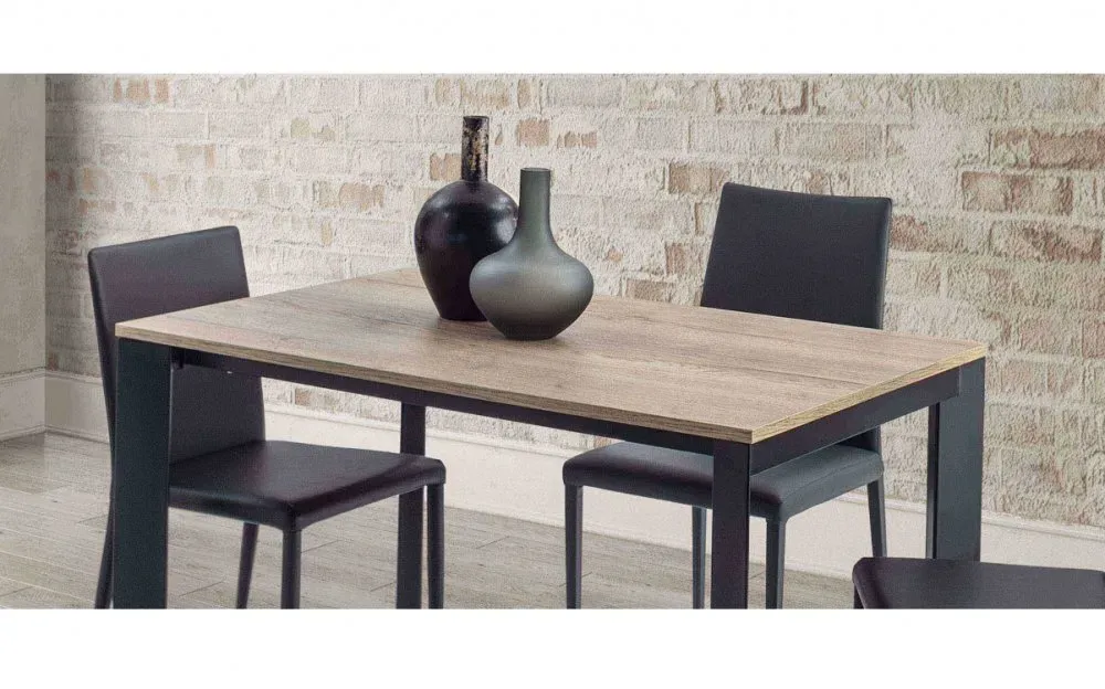 Illustration numéro 4 du produit Table 10 couverts TEOREMA extensible 120 à 240cm pieds métal graphite plateau mélaminé chêne naturel